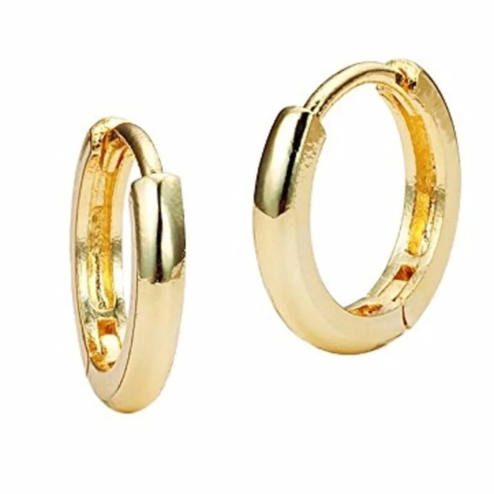 14k Solid Gold Small Plain HOOP Earrings